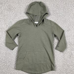 Columbia 3/4 Sleeve Hoodie Womens Small Green Lightweight Front Pocket
